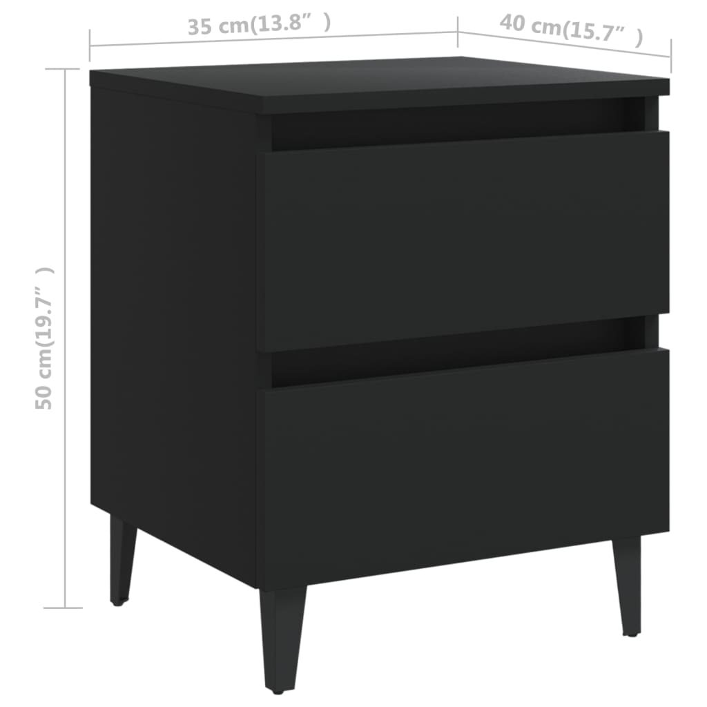 Nachttische 2 Stk. Schwarz 40x35x50 cm Holzwerkstoff - Pazzar.ch