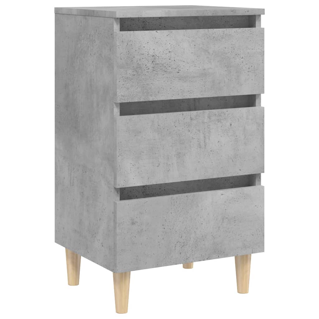Nachttisch mit Massivholz-Beinen Betongrau 40x35x69 cm - Pazzar.ch