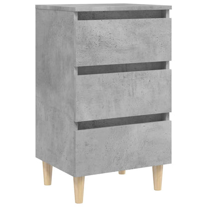 Nachttisch mit Massivholz-Beinen Betongrau 40x35x69 cm - Pazzar.ch