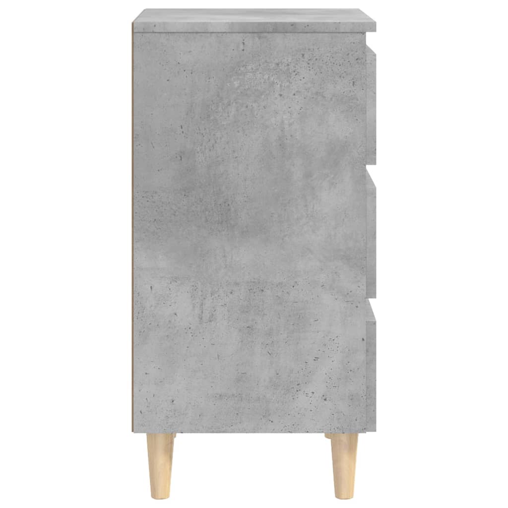Nachttisch mit Massivholz-Beinen Betongrau 40x35x69 cm - Pazzar.ch