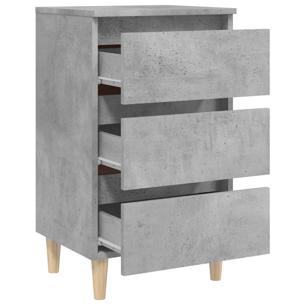 Nachttisch mit Massivholz-Beinen Betongrau 40x35x69 cm - Pazzar.ch