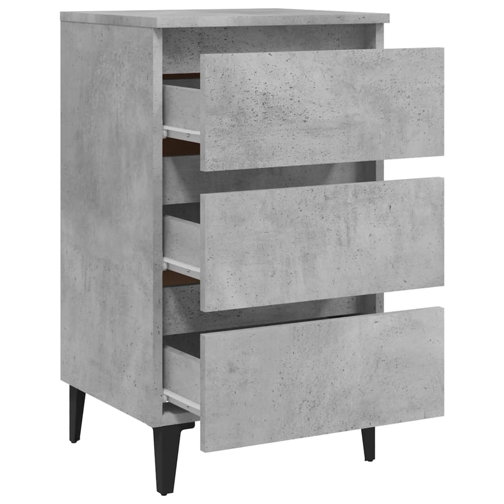 Nachttisch mit Metallbeinen Betongrau 40x35x69 cm