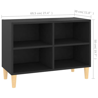 TV-Schrank mit Massivholz-Beinen Schwarz 69,5x30x50 cm - Pazzar.ch
