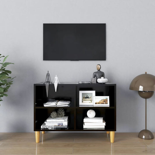 TV-Schrank mit Massivholz-Beinen Schwarz 69,5x30x50 cm - Pazzar.ch
