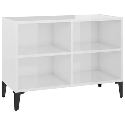 TV-Schrank mit Metallbeinen Hochglanz-Weiß 69,5x30x50cm - Pazzar.ch