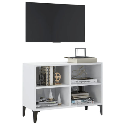 TV-Schrank mit Metallbeinen Hochglanz-Weiß 69,5x30x50cm - Pazzar.ch