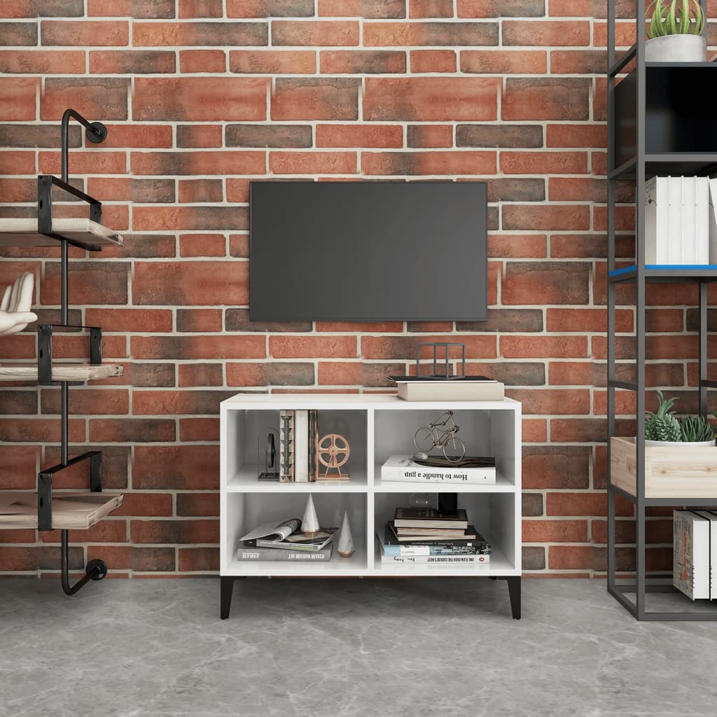 TV-Schrank mit Metallbeinen Hochglanz-Weiß 69,5x30x50cm - Pazzar.ch