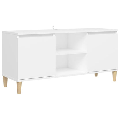 TV-Schrank mit Massivholz-Beinen Weiß 103,5x30x50 cm - Pazzar.ch