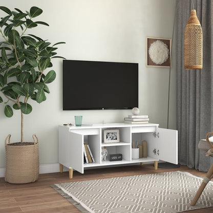TV-Schrank mit Massivholz-Beinen Weiß 103,5x30x50 cm - Pazzar.ch