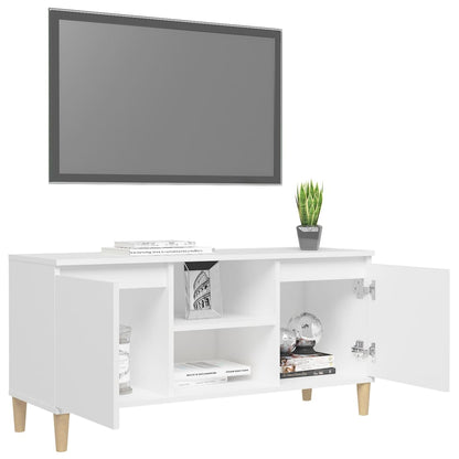 TV-Schrank mit Massivholz-Beinen Weiß 103,5x30x50 cm - Pazzar.ch