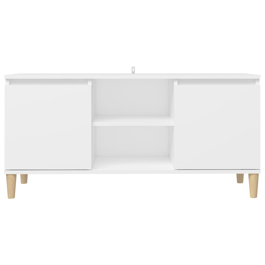 TV-Schrank mit Massivholz-Beinen Weiß 103,5x30x50 cm - Pazzar.ch