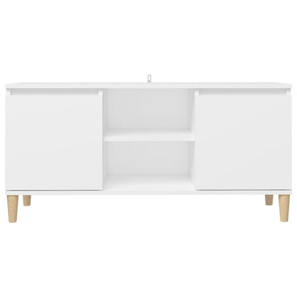 TV-Schrank mit Massivholz-Beinen Weiß 103,5x30x50 cm - Pazzar.ch