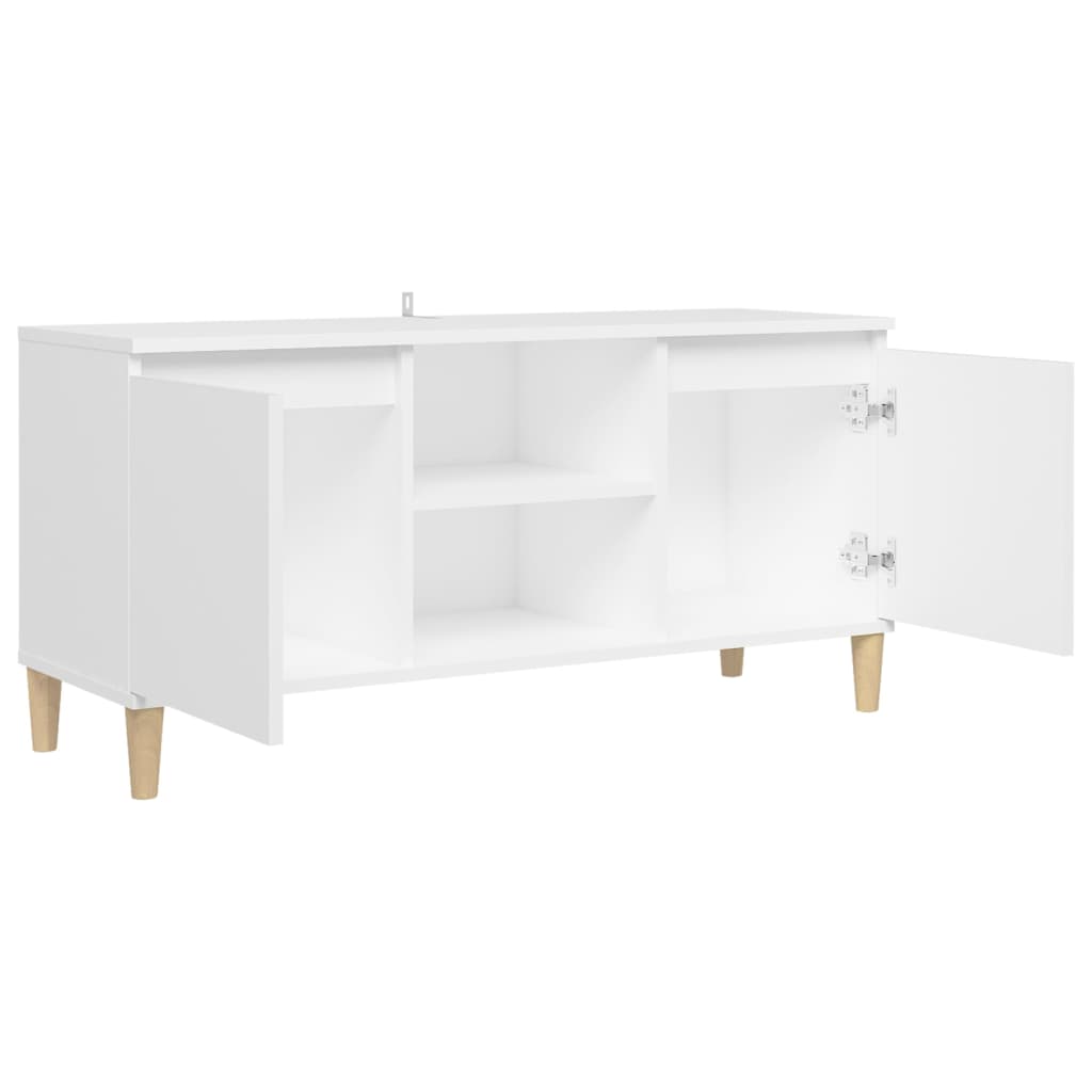 TV-Schrank mit Massivholz-Beinen Weiß 103,5x30x50 cm - Pazzar.ch