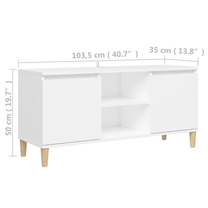 TV-Schrank mit Massivholz-Beinen Weiß 103,5x30x50 cm - Pazzar.ch