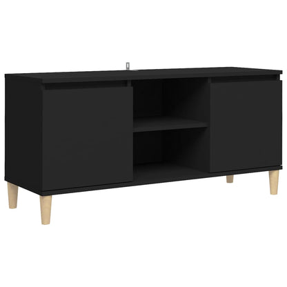 TV-Schrank mit Massivholz-Beinen Schwarz 103,5x35x50 cm - Pazzar.ch