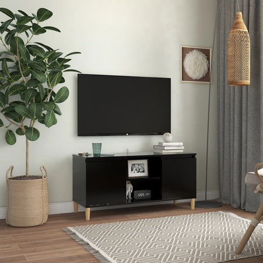 TV-Schrank mit Massivholz-Beinen Schwarz 103,5x35x50 cm - Pazzar.ch