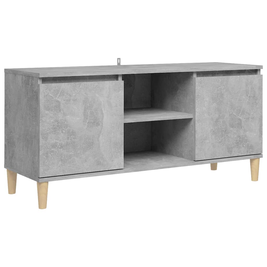 TV-Schrank mit Massivholz-Beinen Betongrau 103,5x35x50 cm - Pazzar.ch