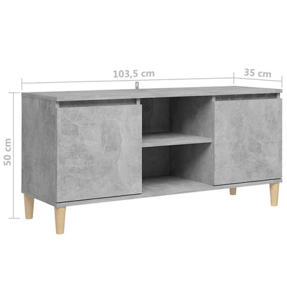 TV-Schrank mit Massivholz-Beinen Betongrau 103,5x35x50 cm - Pazzar.ch