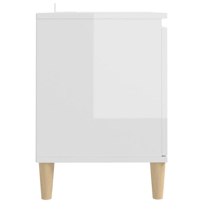 TV-Schrank mit Massivholz-Beinen Hochglanz-Weiß 103,5x35x50 cm - Pazzar.ch