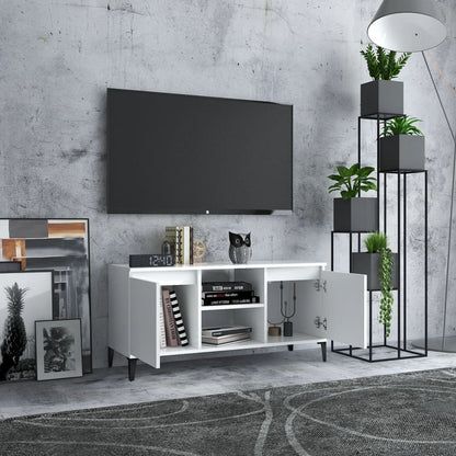 TV-Schrank mit Metallbeinen Weiß 103,5x35x50 cm - Pazzar.ch