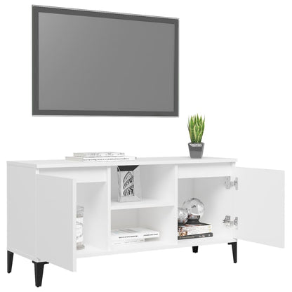 TV-Schrank mit Metallbeinen Weiß 103,5x35x50 cm - Pazzar.ch