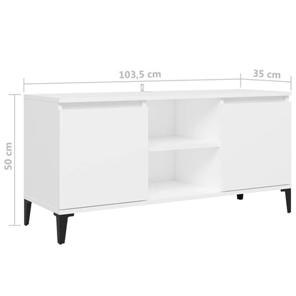 TV-Schrank mit Metallbeinen Weiß 103,5x35x50 cm - Pazzar.ch