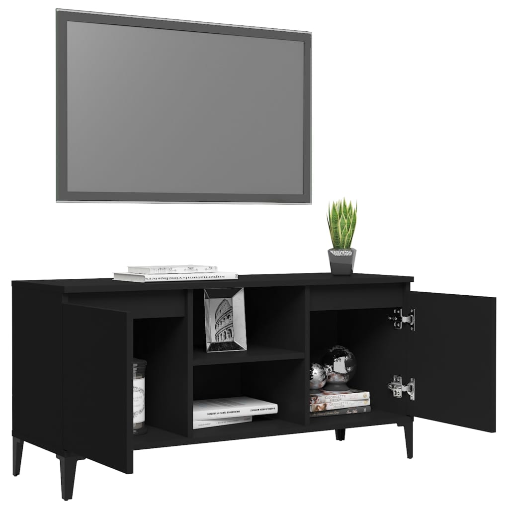 TV-Schrank mit Metallbeinen Schwarz 103,5x35x50 cm - Pazzar.ch