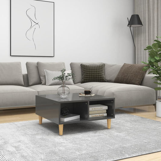 Couchtisch Hochglanz-Grau 60x60x30 cm Holzwerkstoff - Pazzar.ch