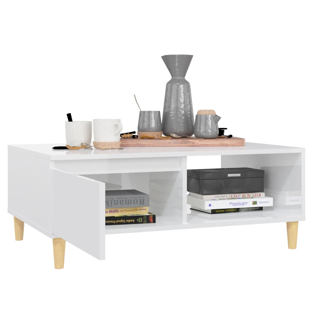 Couchtisch Hochglanz-Weiß 90x60x35 cm Holzwerkstoff - Pazzar.ch