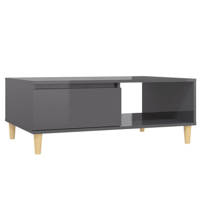 Couchtisch Hochglanz-Grau 90x60x35 cm Holzwerkstoff - Pazzar.ch