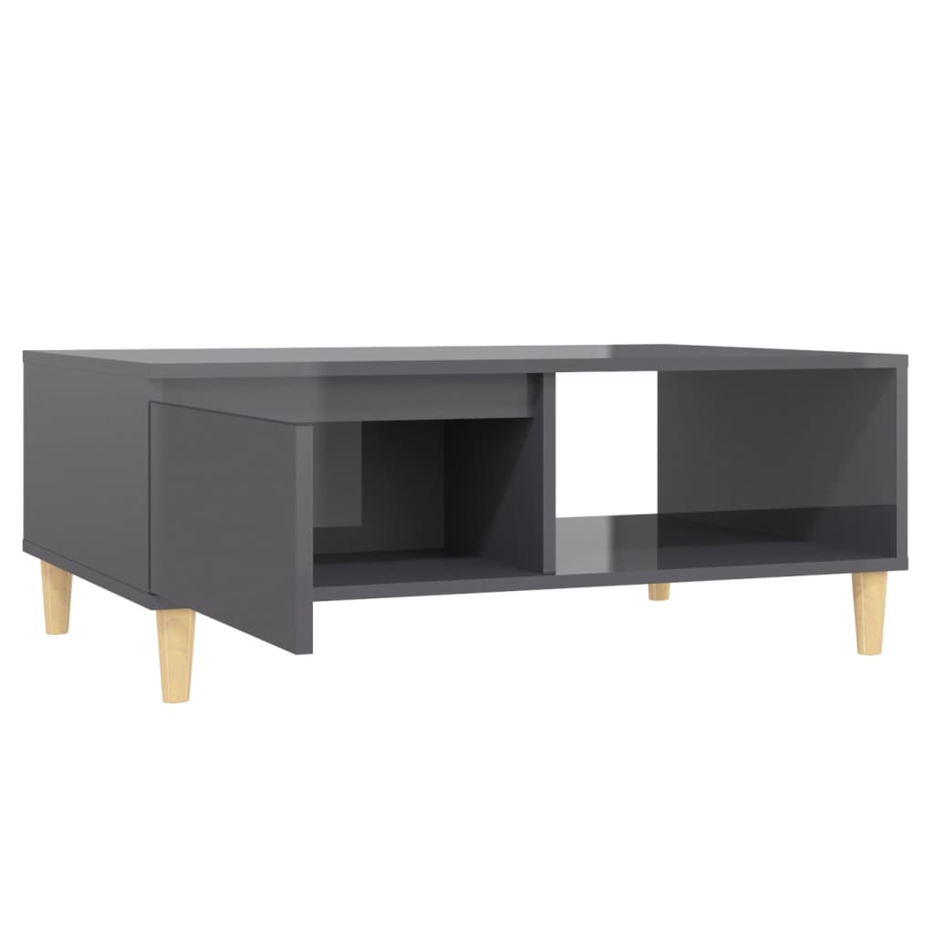Couchtisch Hochglanz-Grau 90x60x35 cm Holzwerkstoff - Pazzar.ch
