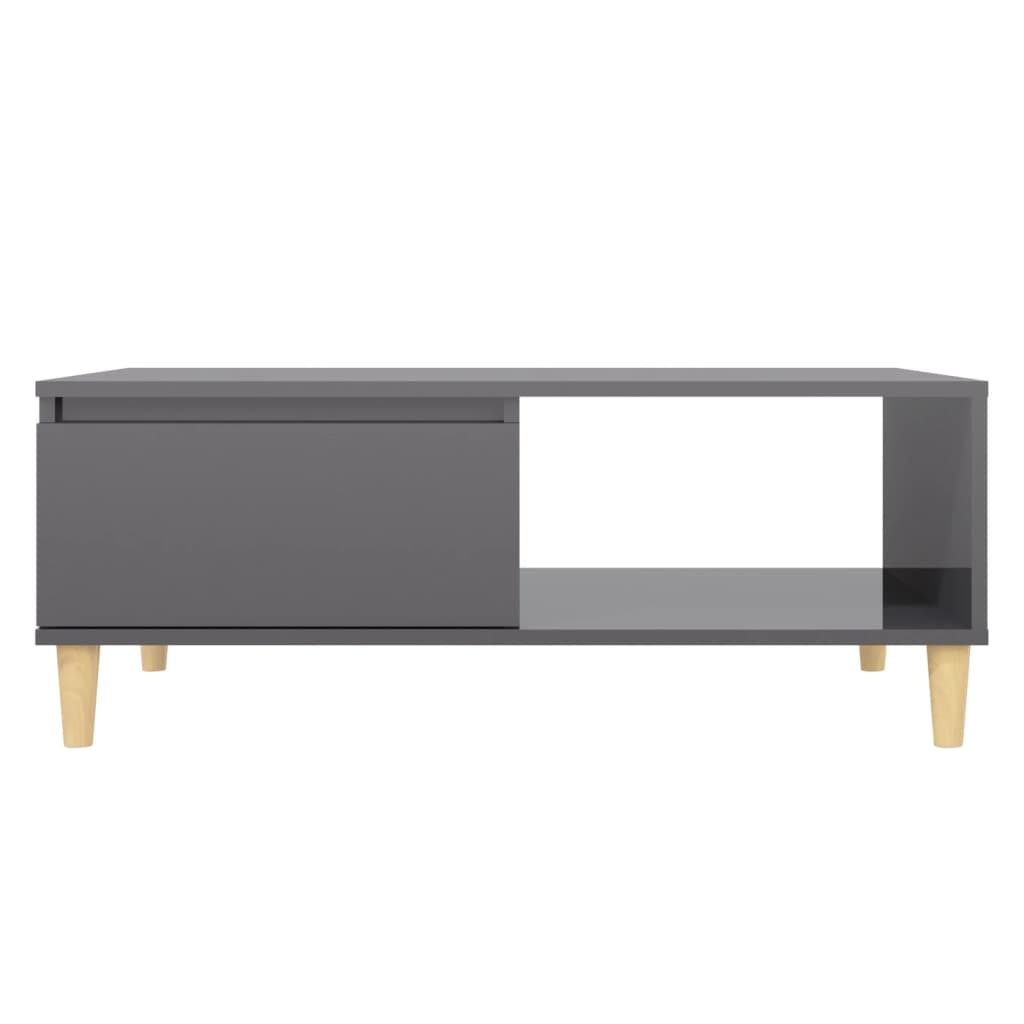 Couchtisch Hochglanz-Grau 90x60x35 cm Holzwerkstoff - Pazzar.ch