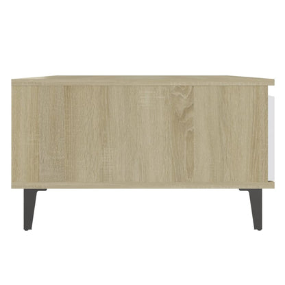 Couchtisch Weiß und Sonoma-Eiche 90x60x35 cm Holzwerkstoff - Pazzar.ch