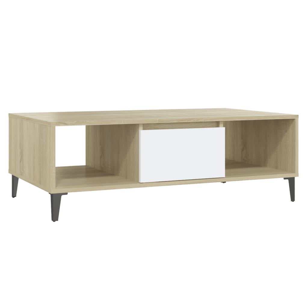 Couchtisch Weiß und Sonoma-Eiche 103,5x60x35 cm Holzwerkstoff - Pazzar.ch