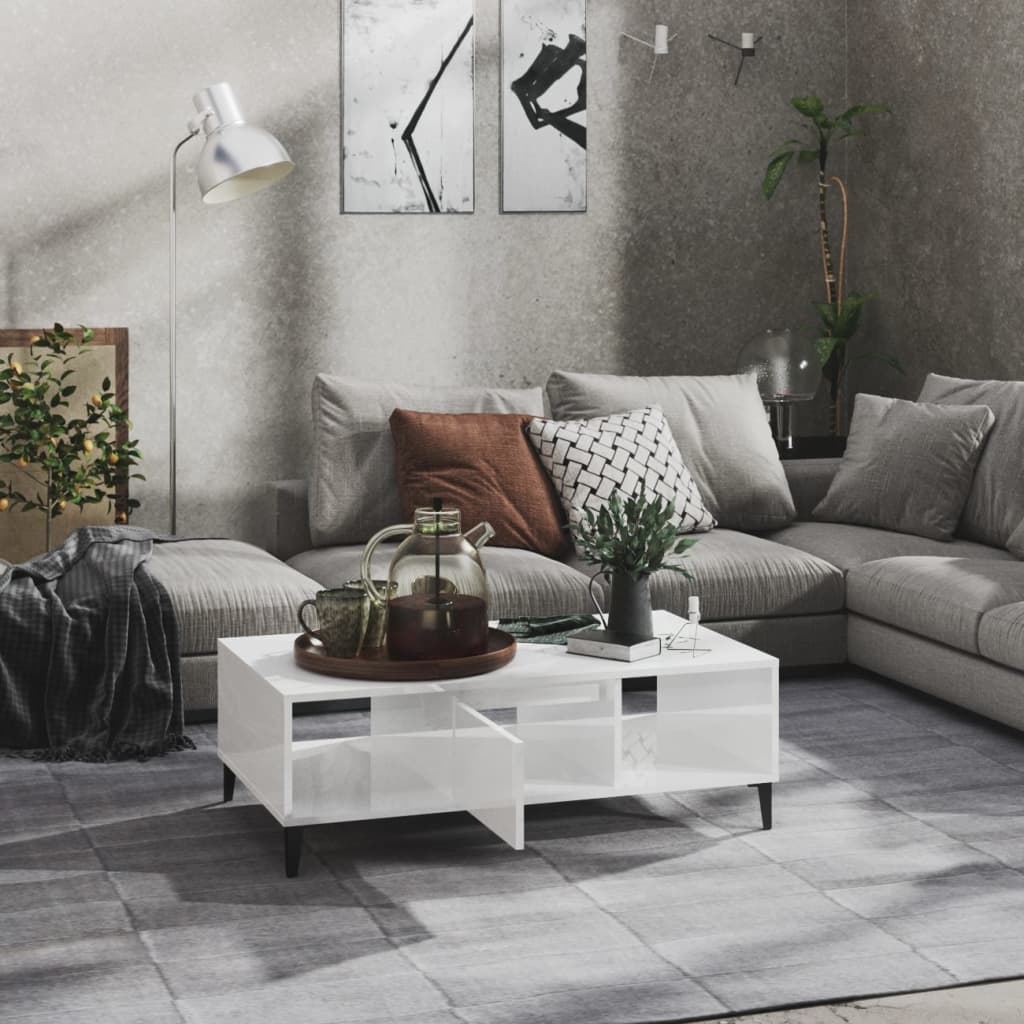 Couchtisch Hochglanz-Weiß 103,5x60x35 cm Holzwerkstoff - Pazzar.ch