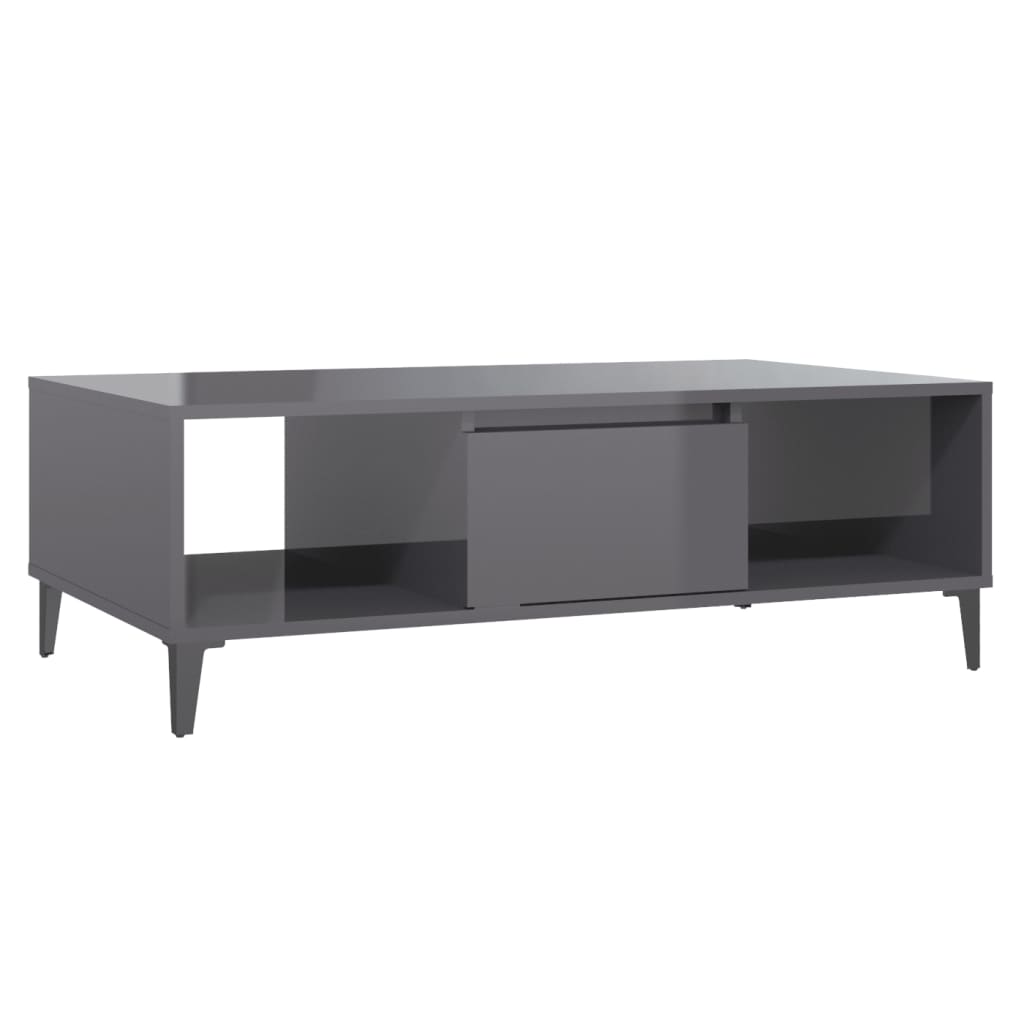 Couchtisch Hochglanz-Grau 103,5x60x35 cm Holzwerkstoff - Pazzar.ch
