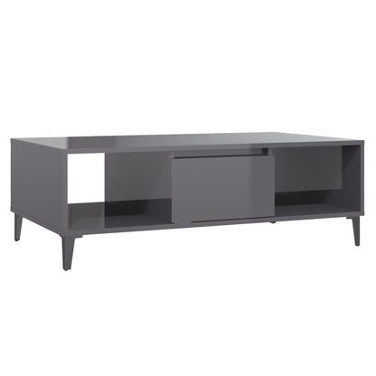 Couchtisch Hochglanz-Grau 103,5x60x35 cm Holzwerkstoff - Pazzar.ch