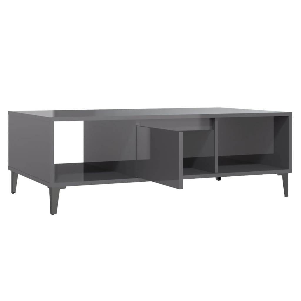 Couchtisch Hochglanz-Grau 103,5x60x35 cm Holzwerkstoff - Pazzar.ch