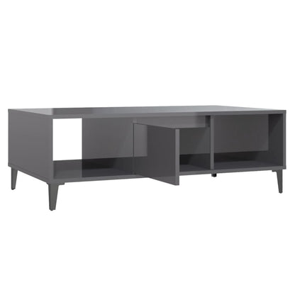 Couchtisch Hochglanz-Grau 103,5x60x35 cm Holzwerkstoff - Pazzar.ch
