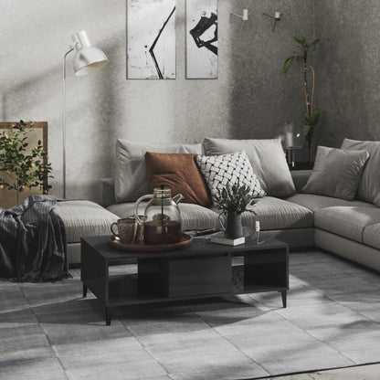 Couchtisch Hochglanz-Grau 103,5x60x35 cm Holzwerkstoff - Pazzar.ch