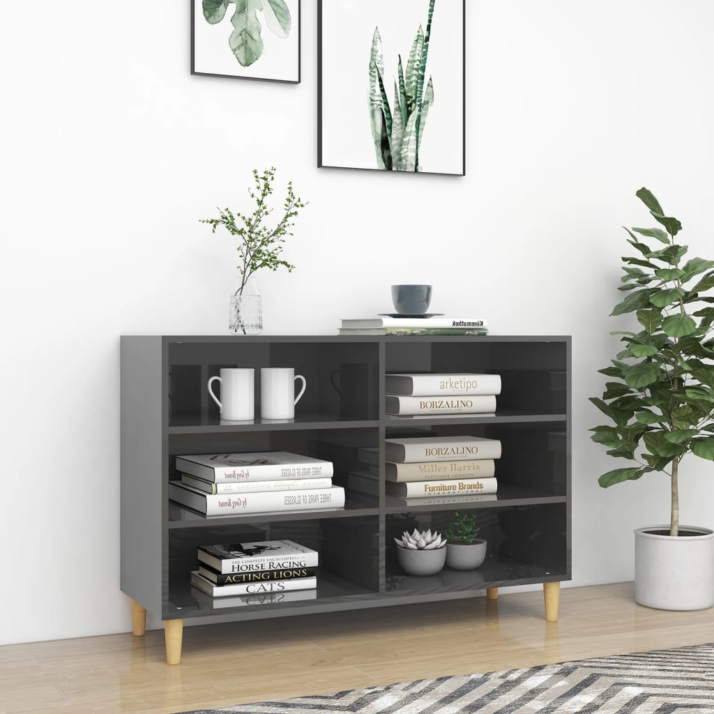 Sideboard Hochglanz-Grau 103,5x35x70 cm Holzwerkstoff - Pazzar.ch