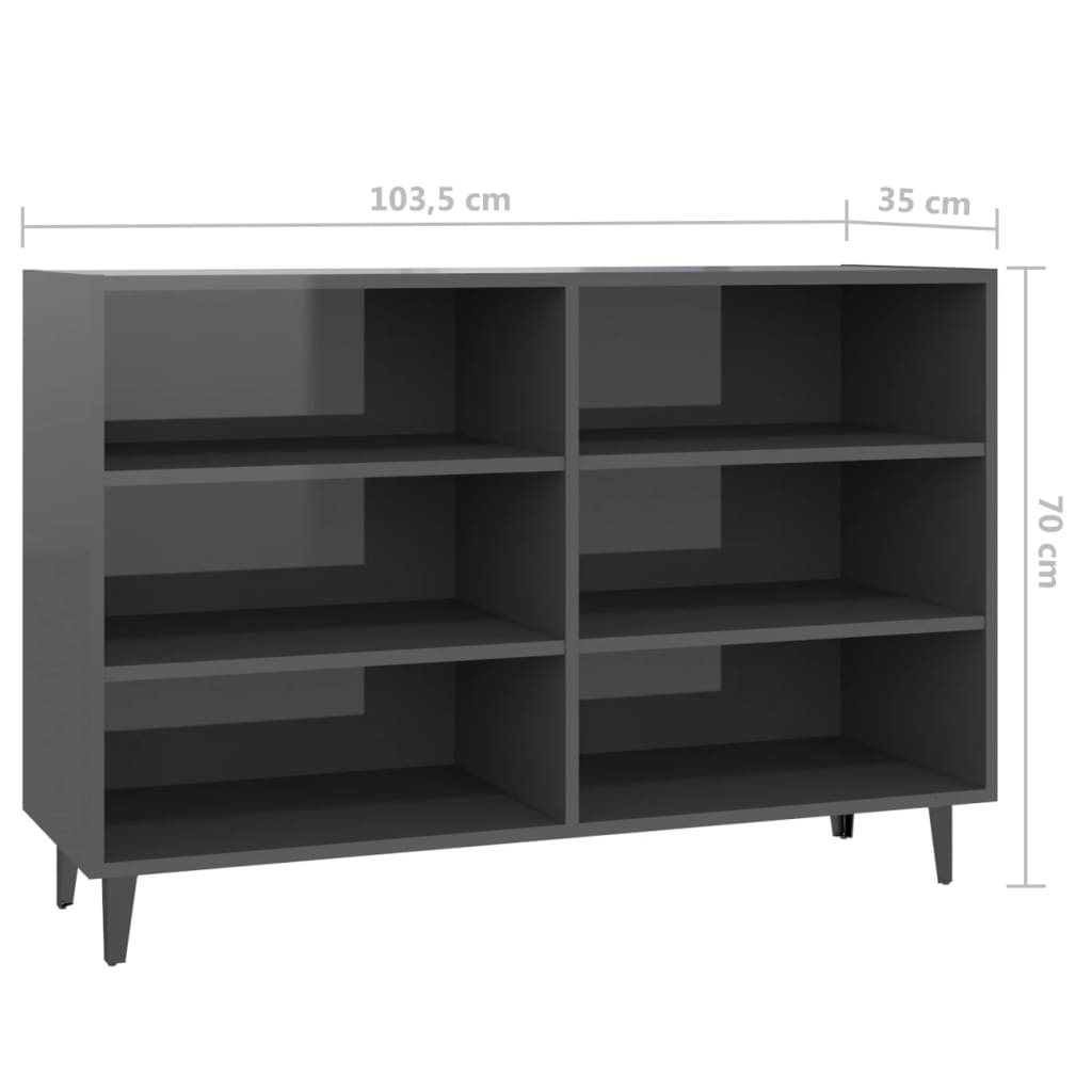 Sideboard Hochglanz-Grau 103,5x35x70 cm Holzwerkstoff - Pazzar.ch