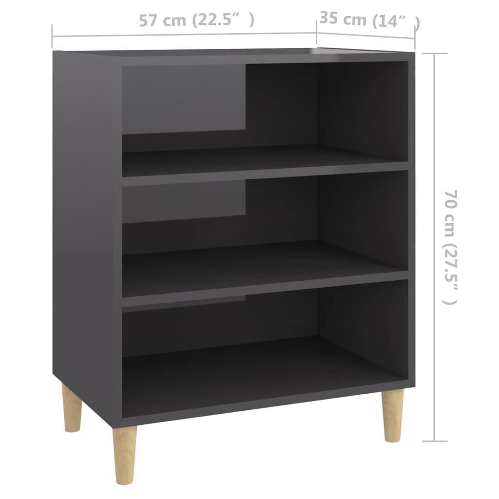 Sideboard Hochglanz-Grau 57x35x70 cm Holzwerkstoff - Pazzar.ch