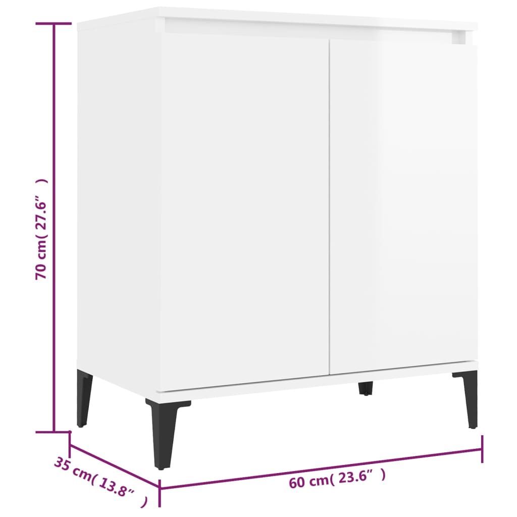 Sideboard Hochglanz-Weiß 60x35x70 cm Holzwerkstoff - Pazzar.ch