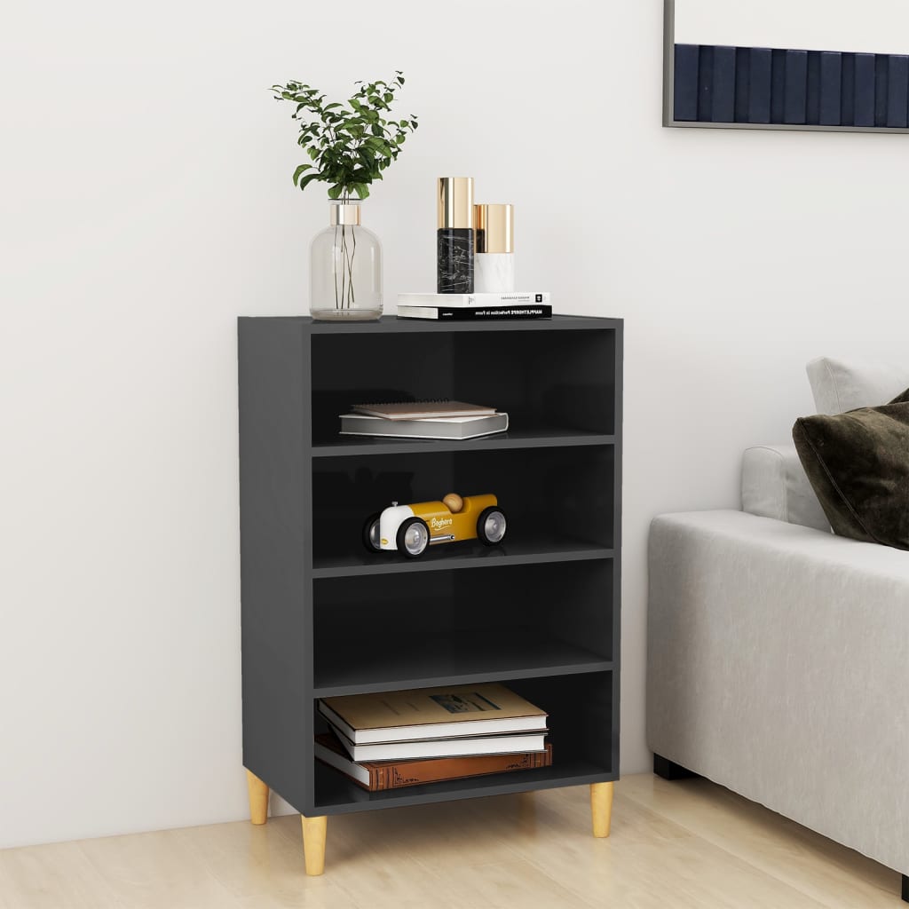 Sideboard Hochglanz-Grau 57x35x90 cm Holzwerkstoff - Pazzar.ch