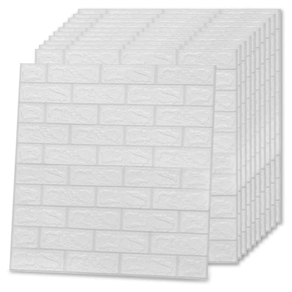3D Tapete Ziegelstein Selbstklebend 10 Stk. Weiß - Pazzar.ch