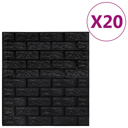 3D Tapete Ziegelstein Selbstklebend 20 Stk. Schwarz - Pazzar.ch
