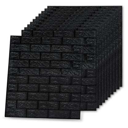 3D Tapete Ziegelstein Selbstklebend 40 Stk. Schwarz - Pazzar.ch