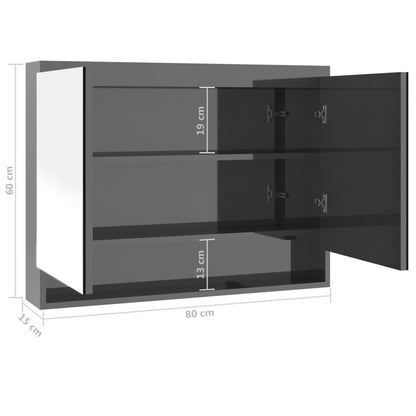 Spiegelschrank fürs Bad 80x15x60 cm MDF Grau - Pazzar.ch
