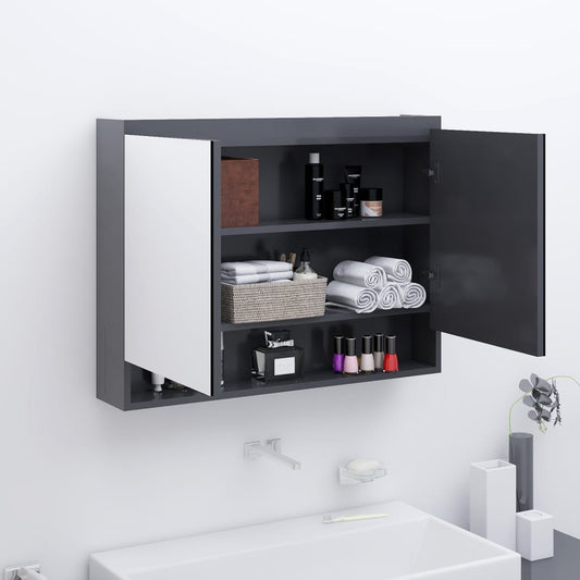 Spiegelschrank fürs Bad 80x15x60 cm MDF Grau - Pazzar.ch